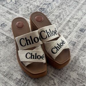 Chloe White and Black Wedge Platform Shoe